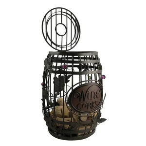 Large Metal Wine Cork Barrel Cage with Accent Marbles Vintage